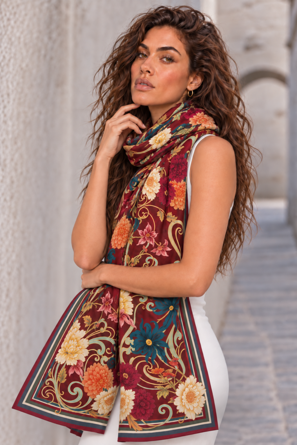 AVELINE CASHMERE SCARF - RED