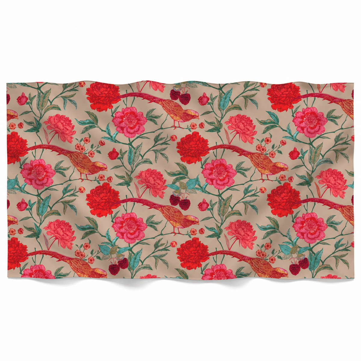 BIRD PARADISE CASHMERE SCARF - TAUPE