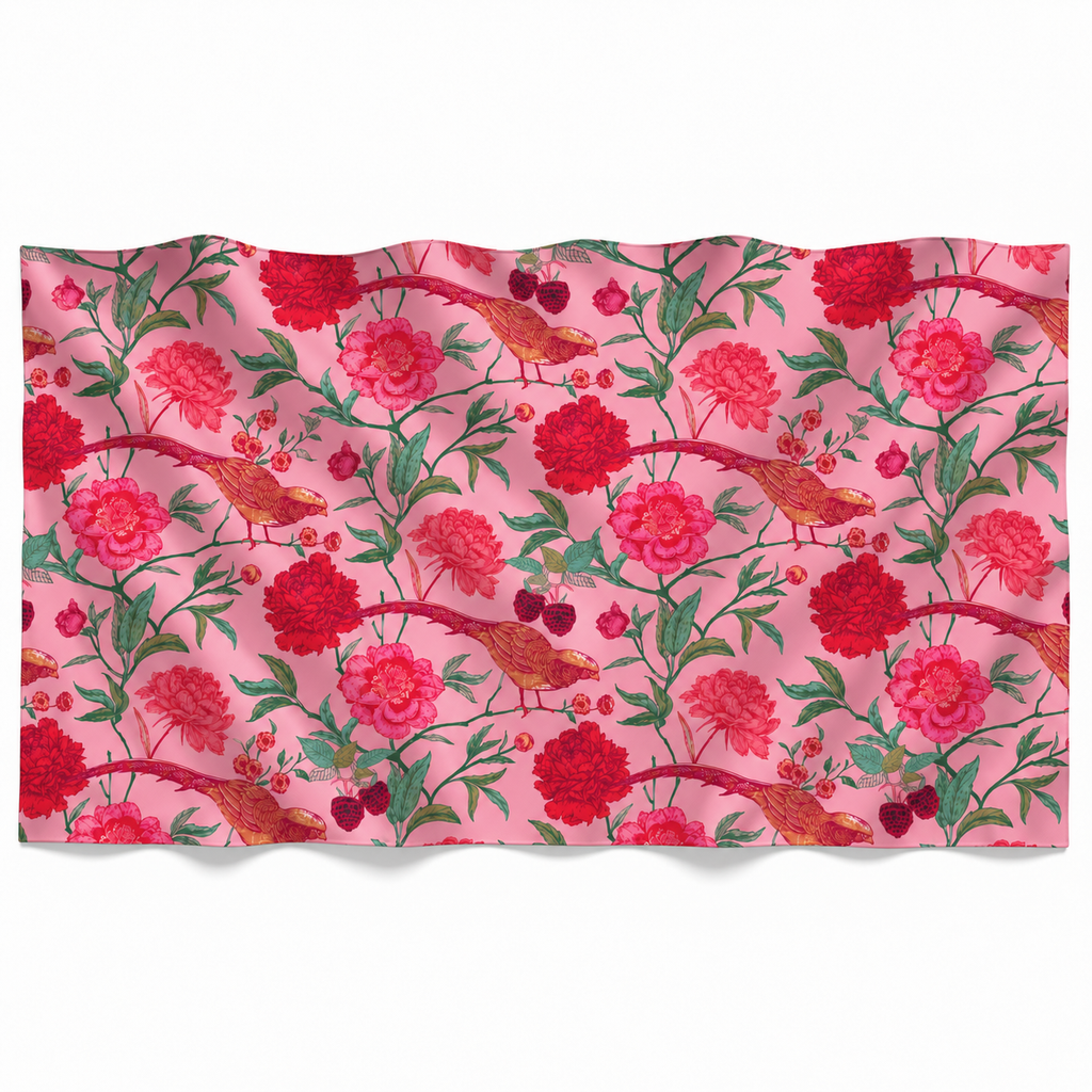 BIRD PARADISE CASHMERE SCARF - PINK