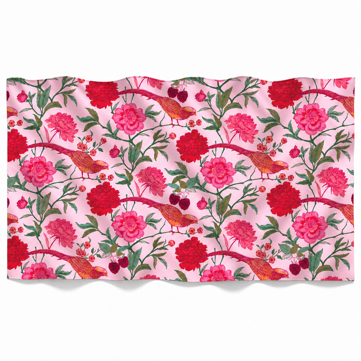 BIRD PARADISE CASHMERE SCARF - ROSE
