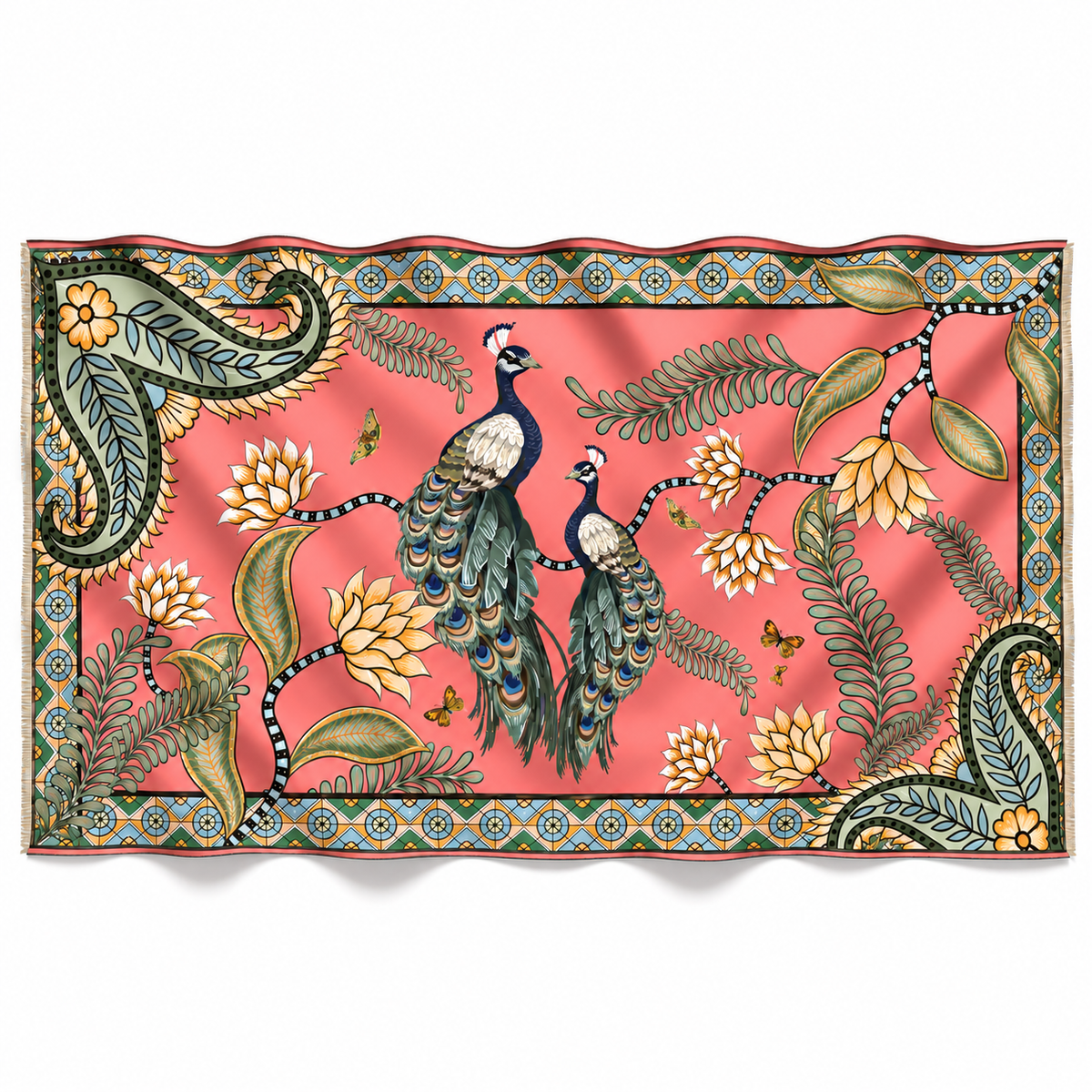 AZURE CASHMERE SCARF - CORAL