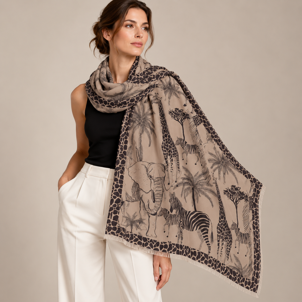 AFRIMALS CASHMERE FELTED SCARF - TAUPE