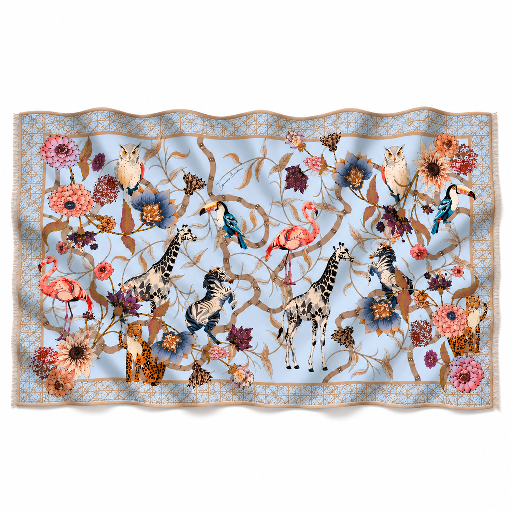 CANOPY CASHMERE SCARF - LIGHT BLUE