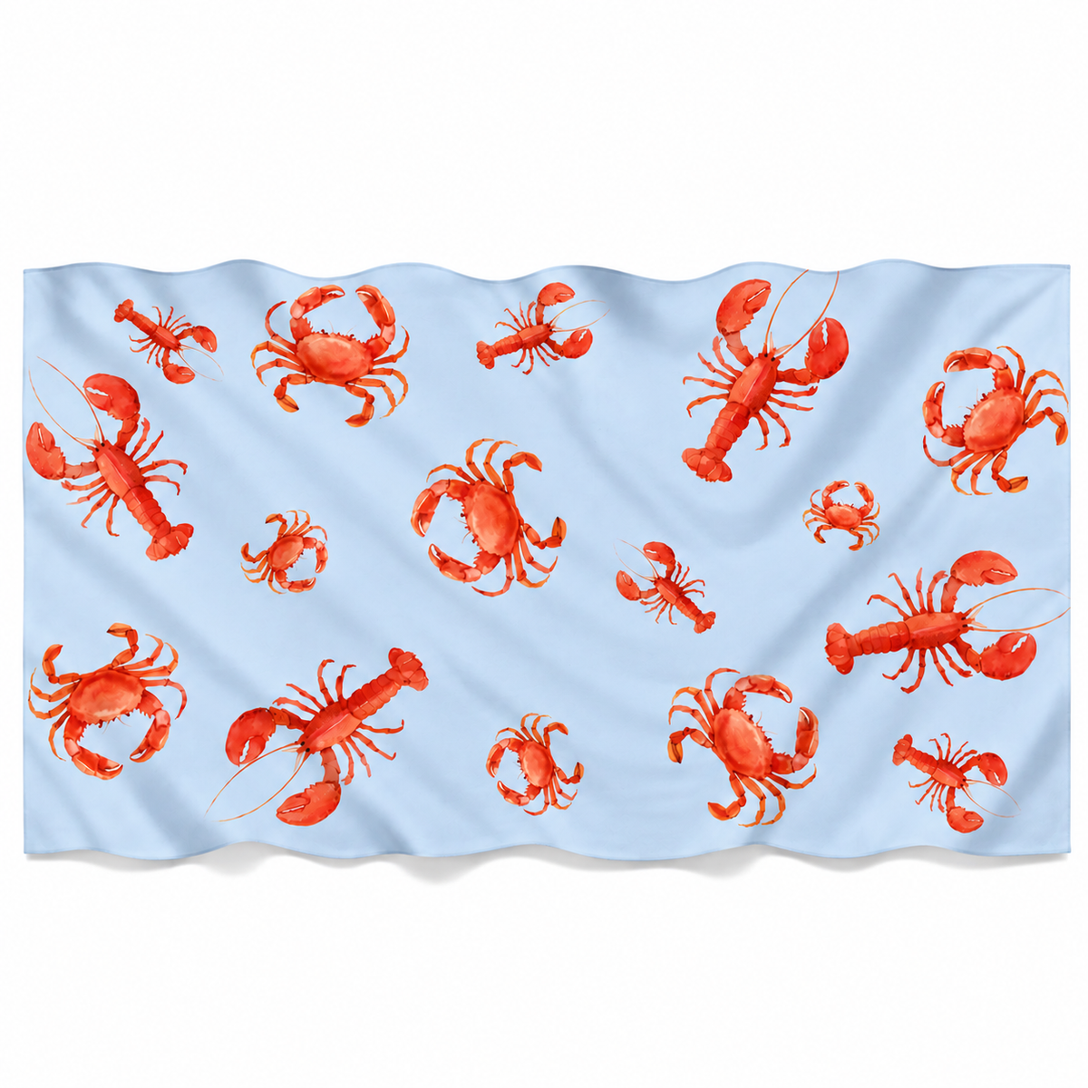 CRAB & LOBSTER CASHMERE SCARF - LIGHT BLUE