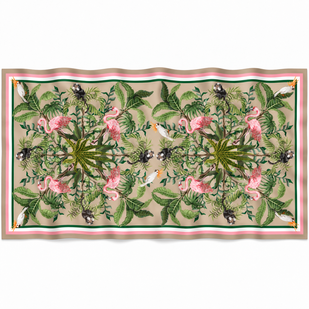 JUNGLE ANIMALS CASHMERE SCARF - TAUPE