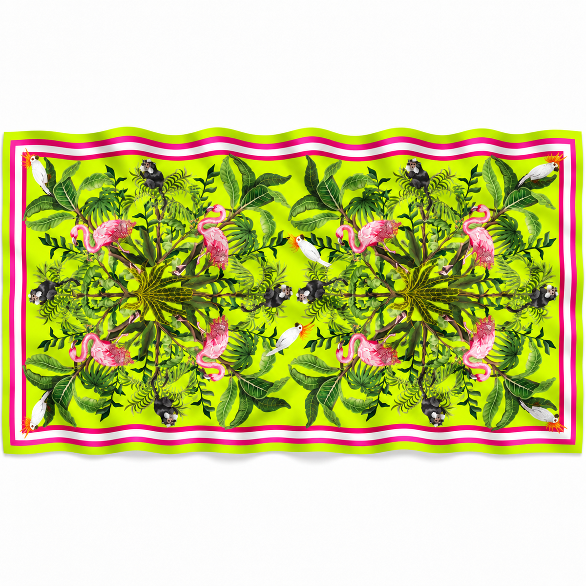 JUNGLE ANIMALS CASHMERE SCARF - GREEN