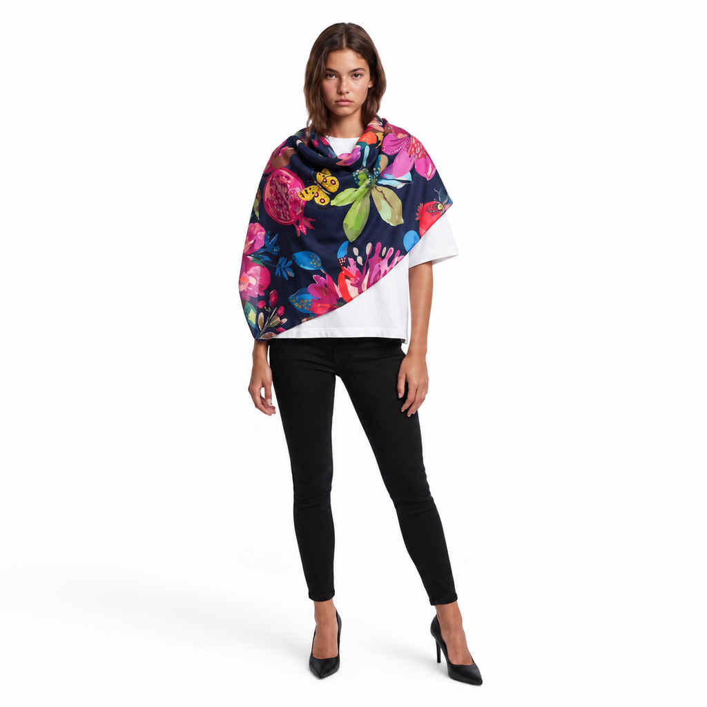 POMONA DIGITAL PRINTED SCARF - MIDNIGHT