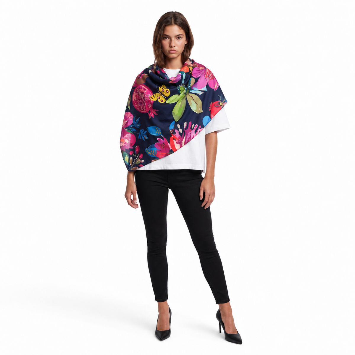 POMONA DIGITAL PRINTED SCARF - MIDNIGHT