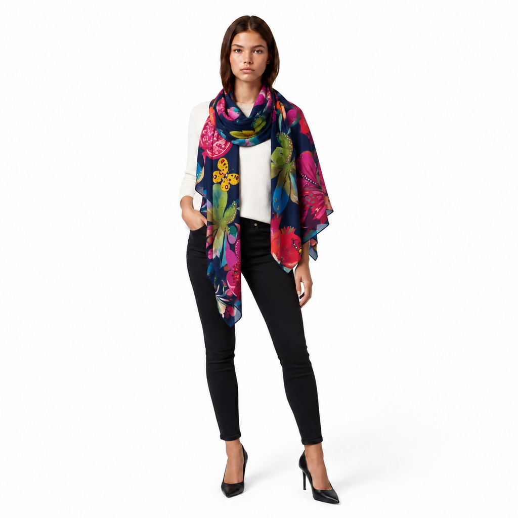 POMONA DIGITAL PRINTED SCARF - MIDNIGHT