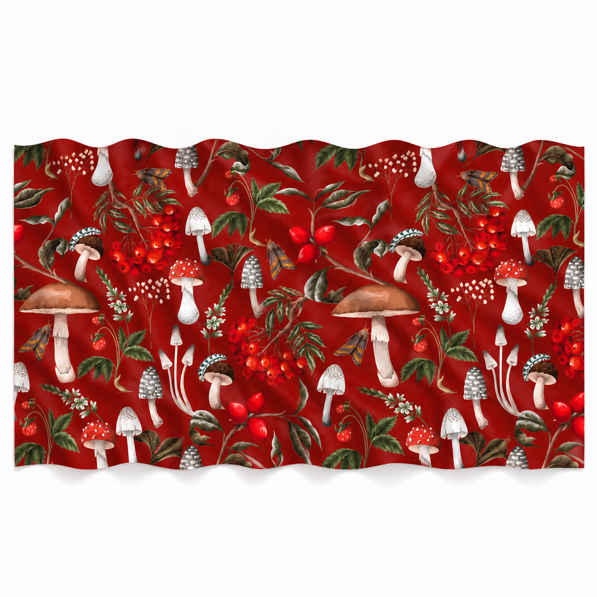 MUSHROOMS CASHMERE SCARF - RED