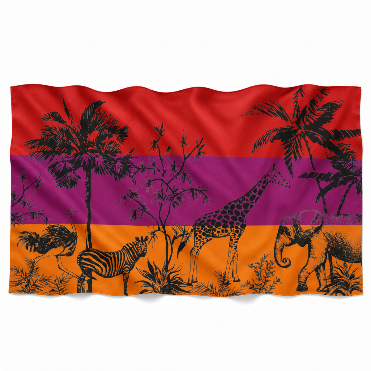 SAFARI 3 COLOR FELTED CASHMERE SCARF - PURPLE/ORANGE