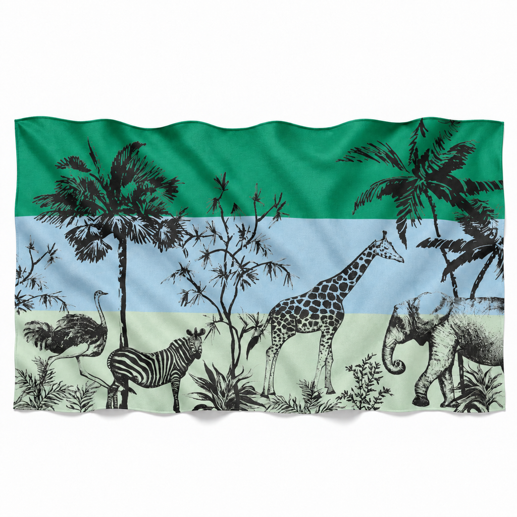 SAFARI 3 COLOR FELTED CASHMERE SCARF - BLUE/MINT
