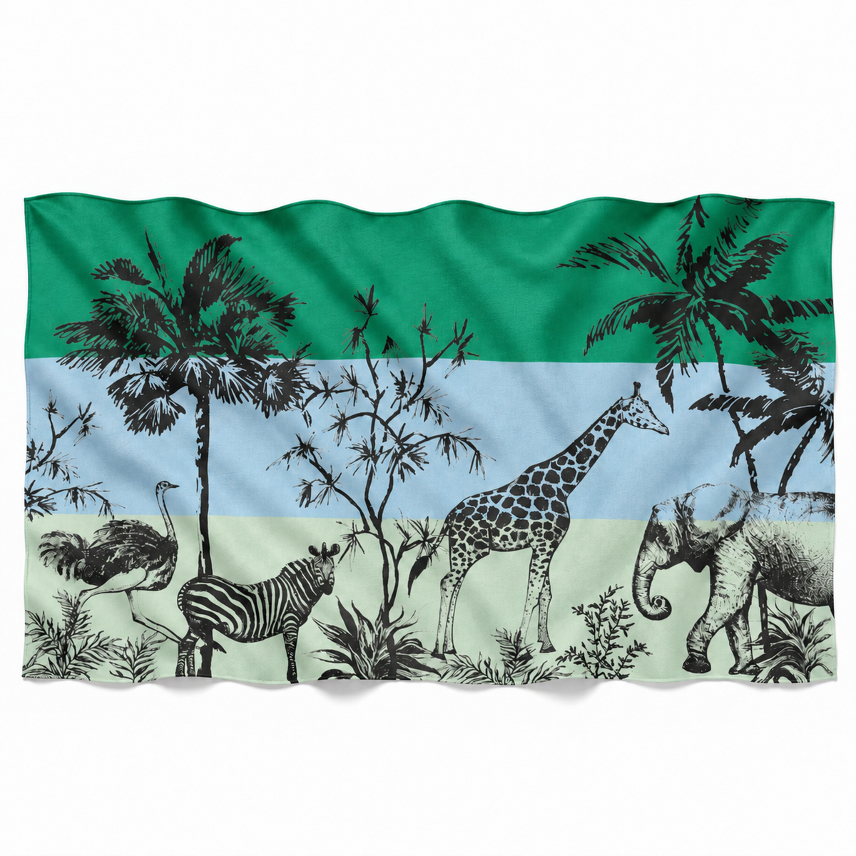 SAFARI 3 COLOR FELTED CASHMERE SCARF - BLUE/MINT