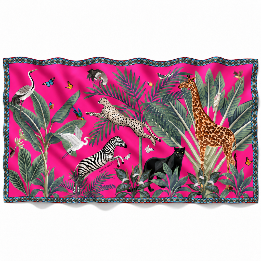 VENICE ANIMAL CASHMERE SCARF - DAYGLOW