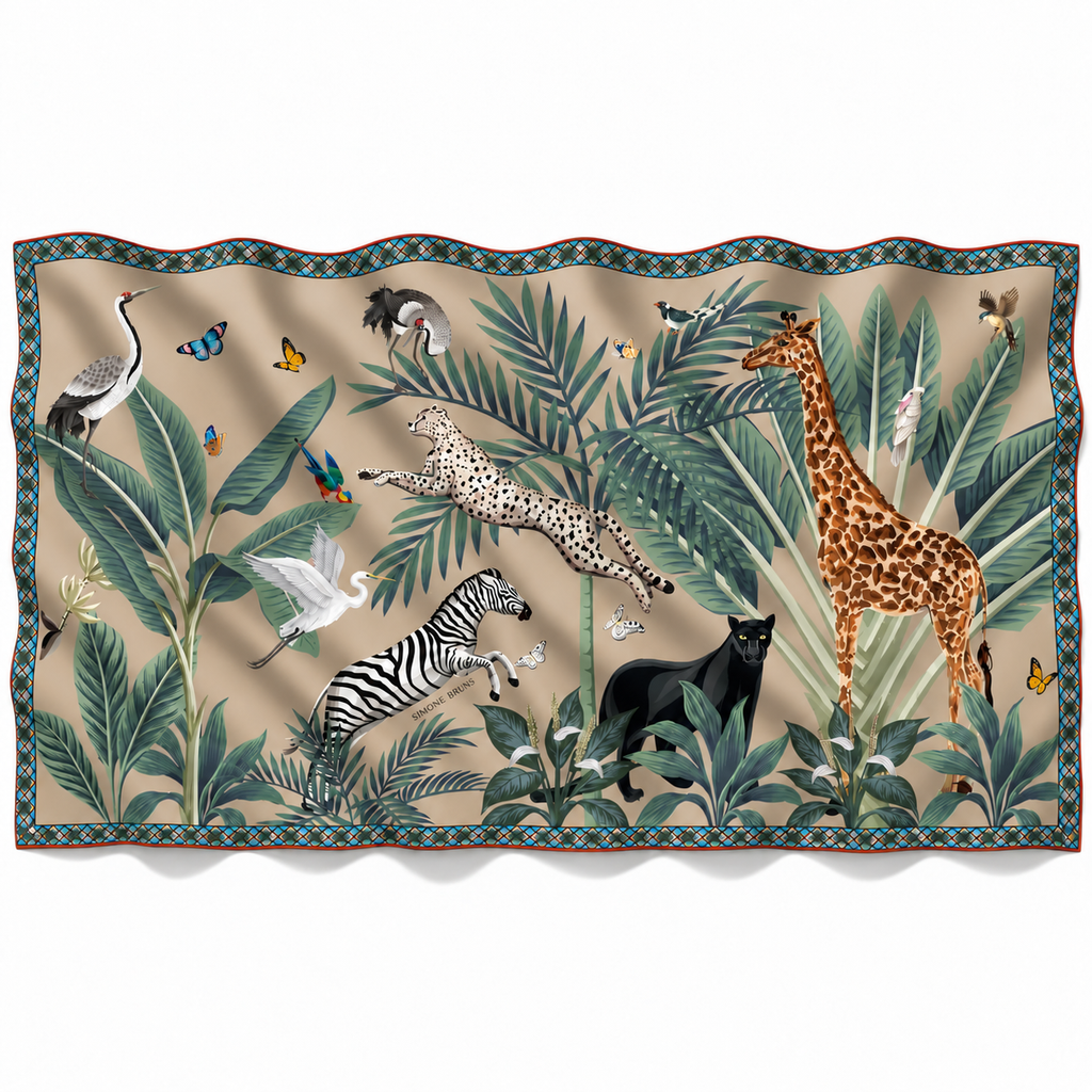 VENICE ANIMAL CASHMERE SCARF - TAUPE
