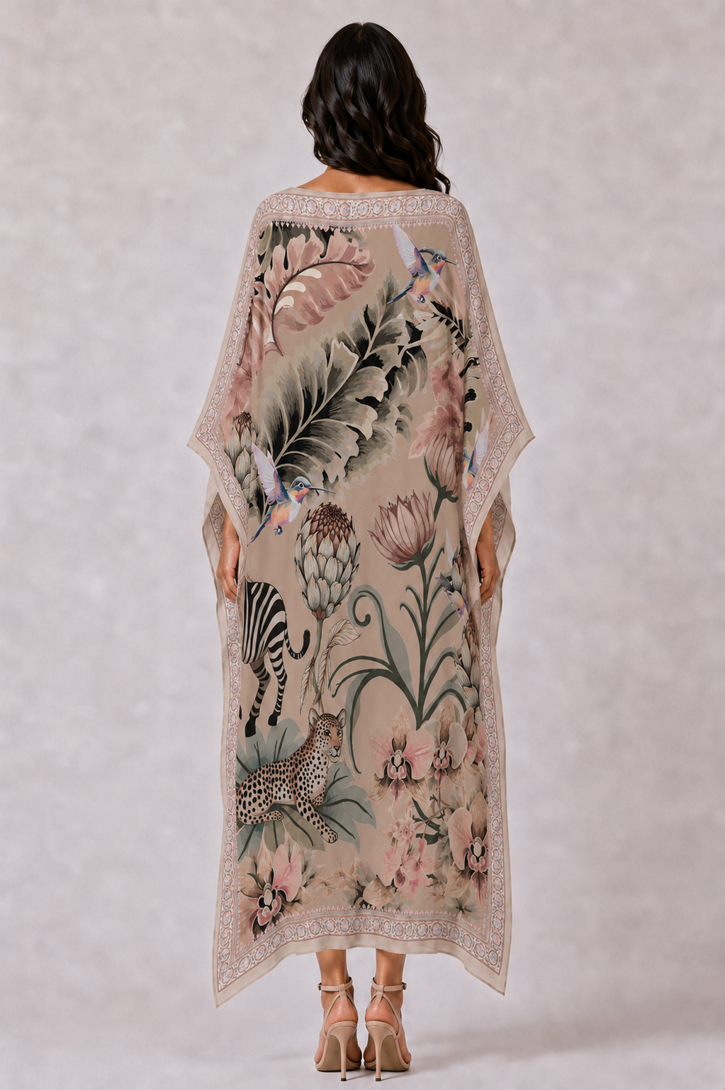 ZEBRA SILK TUNIC- TAUPE