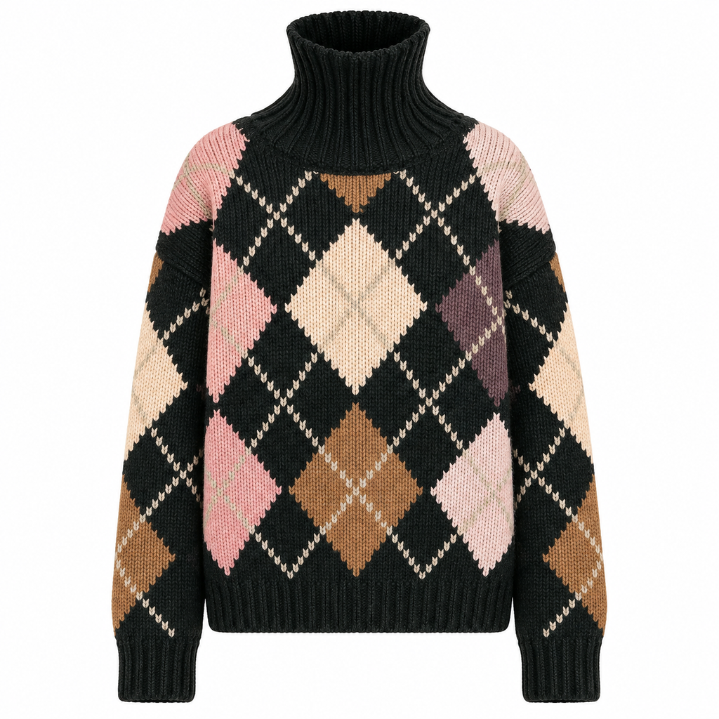 GABRIELLE EXTRA DIAMOND SWEATER - CHARCOAL/LUNAR