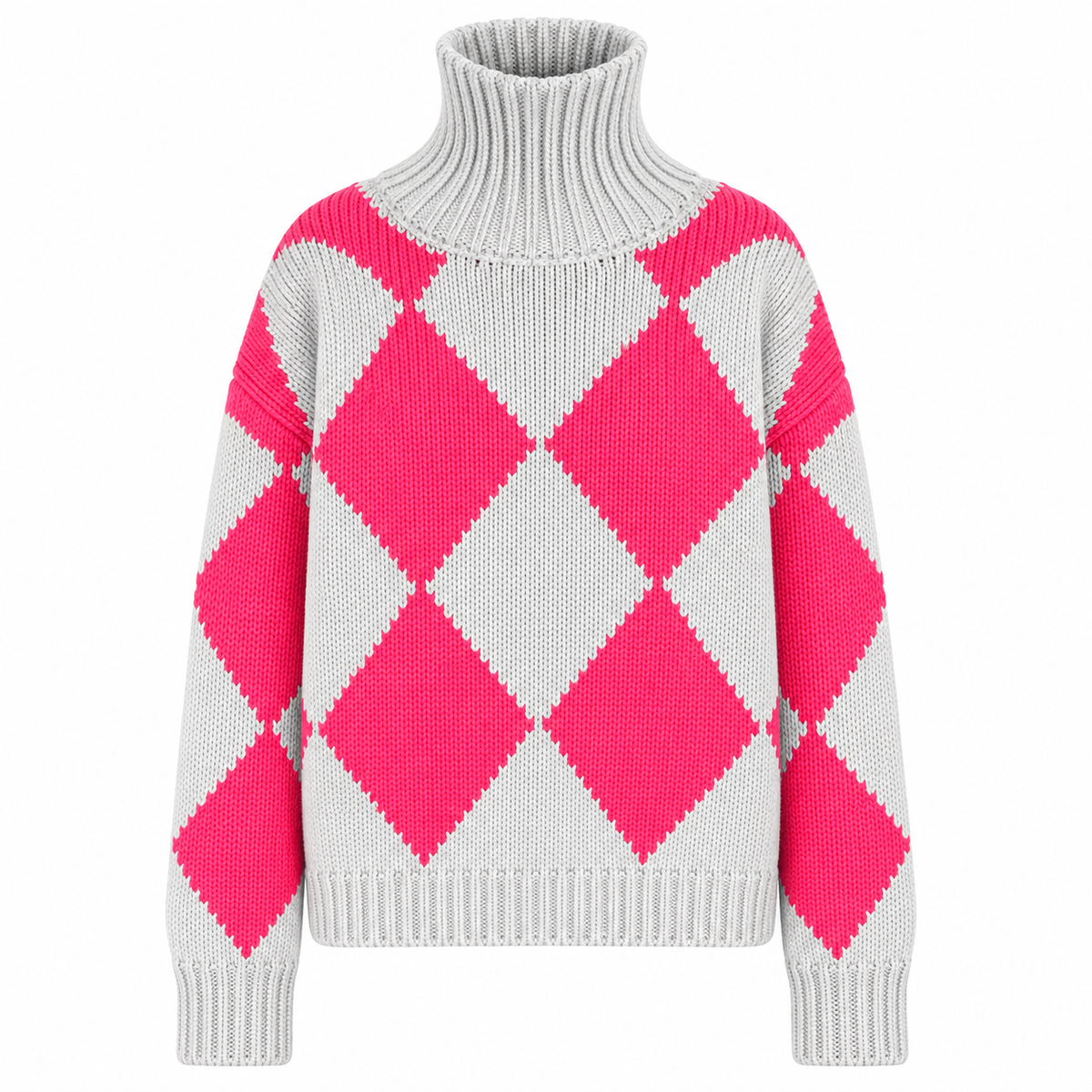 GABRIELLE DIAMOND SWEATER - GHOST/DAYGLOW