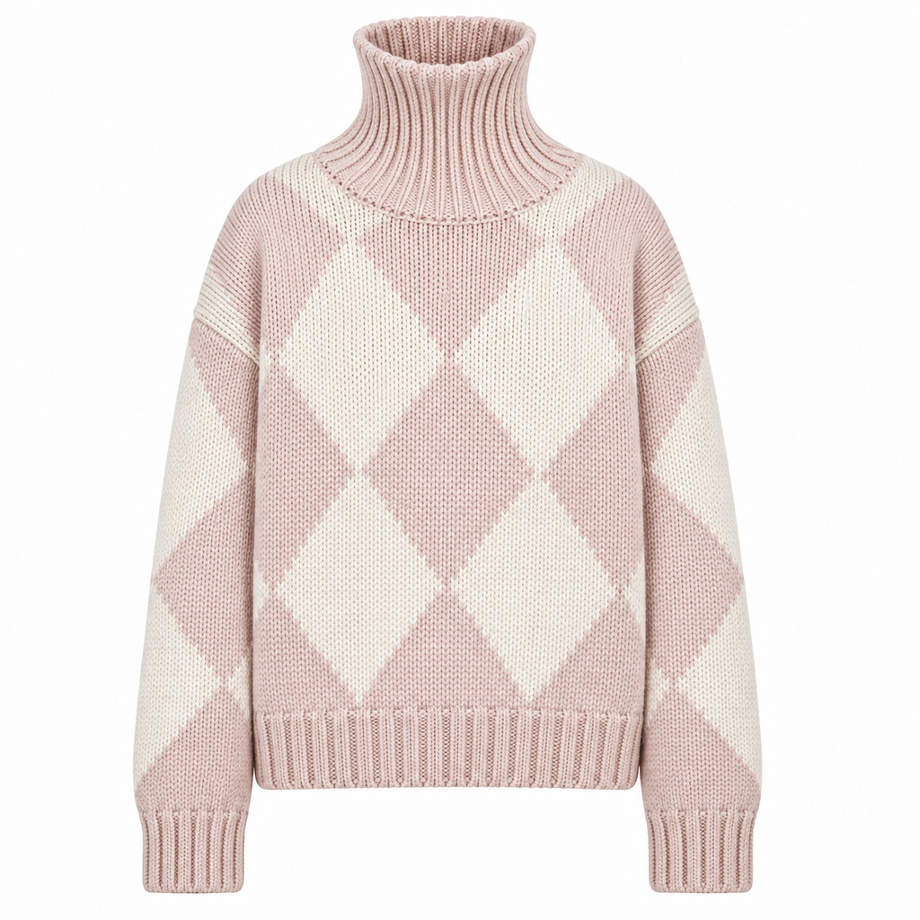 GABRIELLE DIAMOND SWEATER - POWDER/CHALK