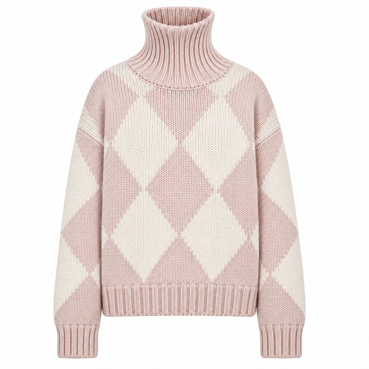 GABRIELLE DIAMOND SWEATER - POWDER/CHALK
