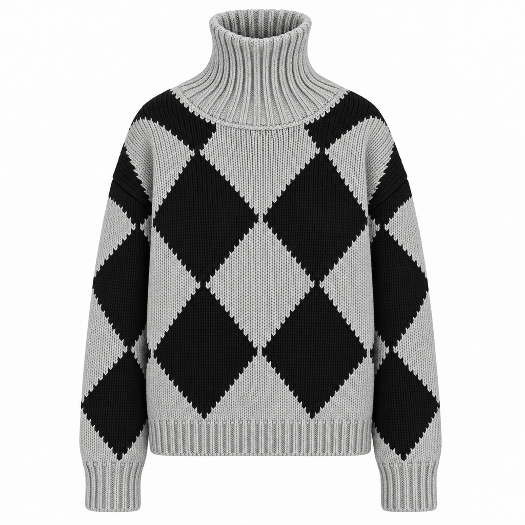 GABRIELLE DIAMOND SWEATER - HUSKY/BLACK