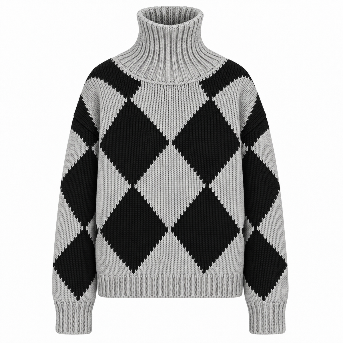 GABRIELLE DIAMOND SWEATER - HUSKY/BLACK