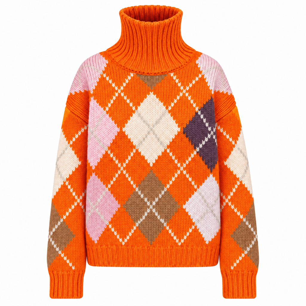 GABRIELLE EXTRA DIAMOND SWEATER - ORANGE/LUNAR