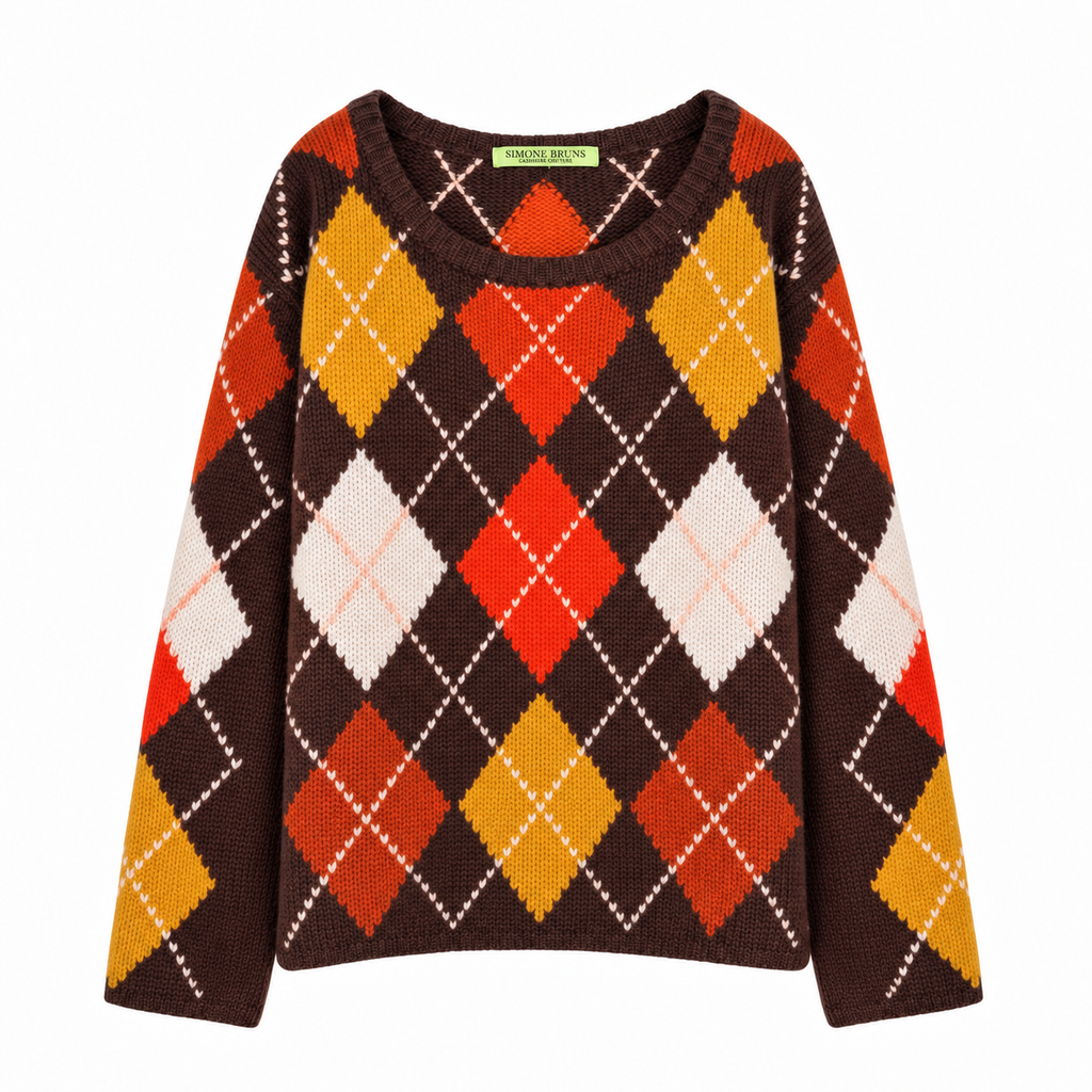 COOL ISCHGL EXTRA DIAMOND SWEATER - BROWN/ORANGE