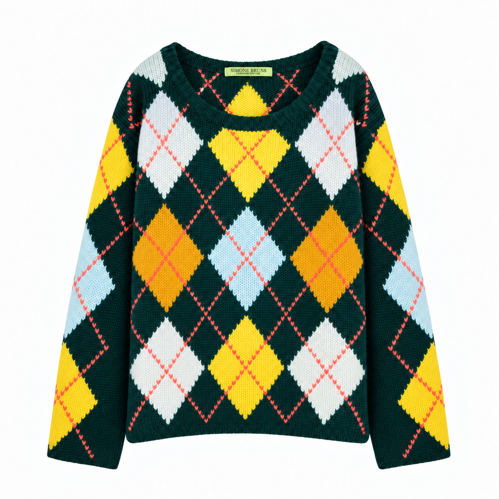 COOL ISCHGL EXTRA DIAMOND SWEATER - GREEN/LIGHT BLUE