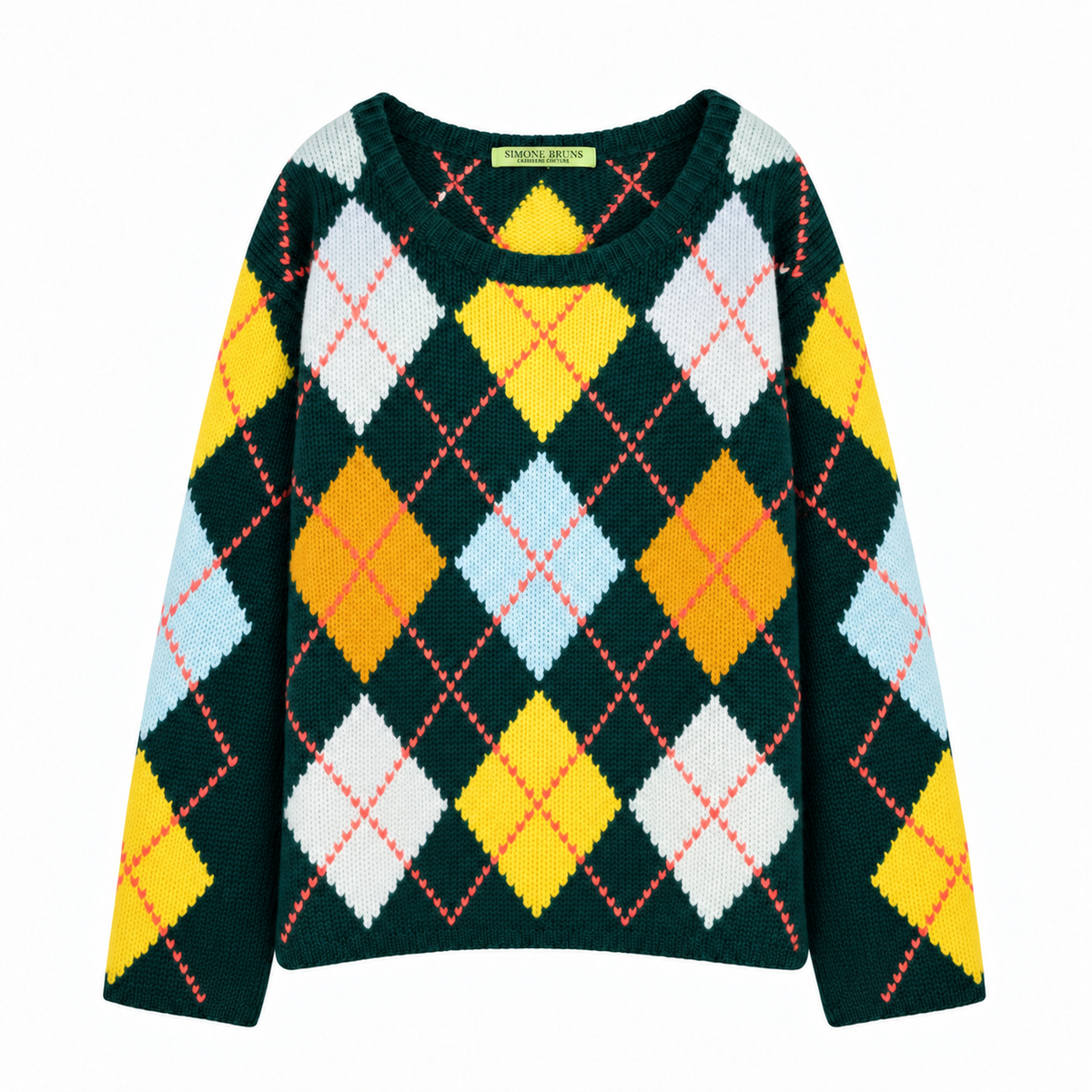 COOL ISCHGL EXTRA DIAMOND SWEATER - GREEN/LIGHT BLUE