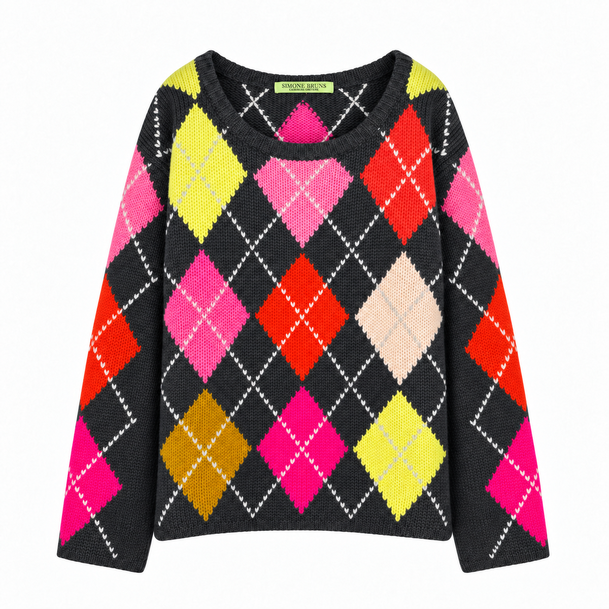 COOL ISCHGL EXTRA DIAMOND SWEATER - CHARCOAL/DAYGLOW
