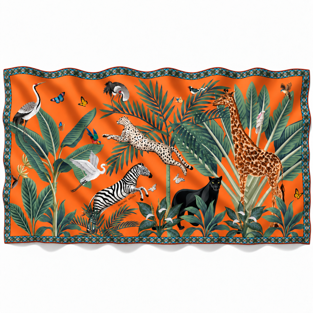 VENICE ANIMAL CASHMERE SCARF - ORANGE