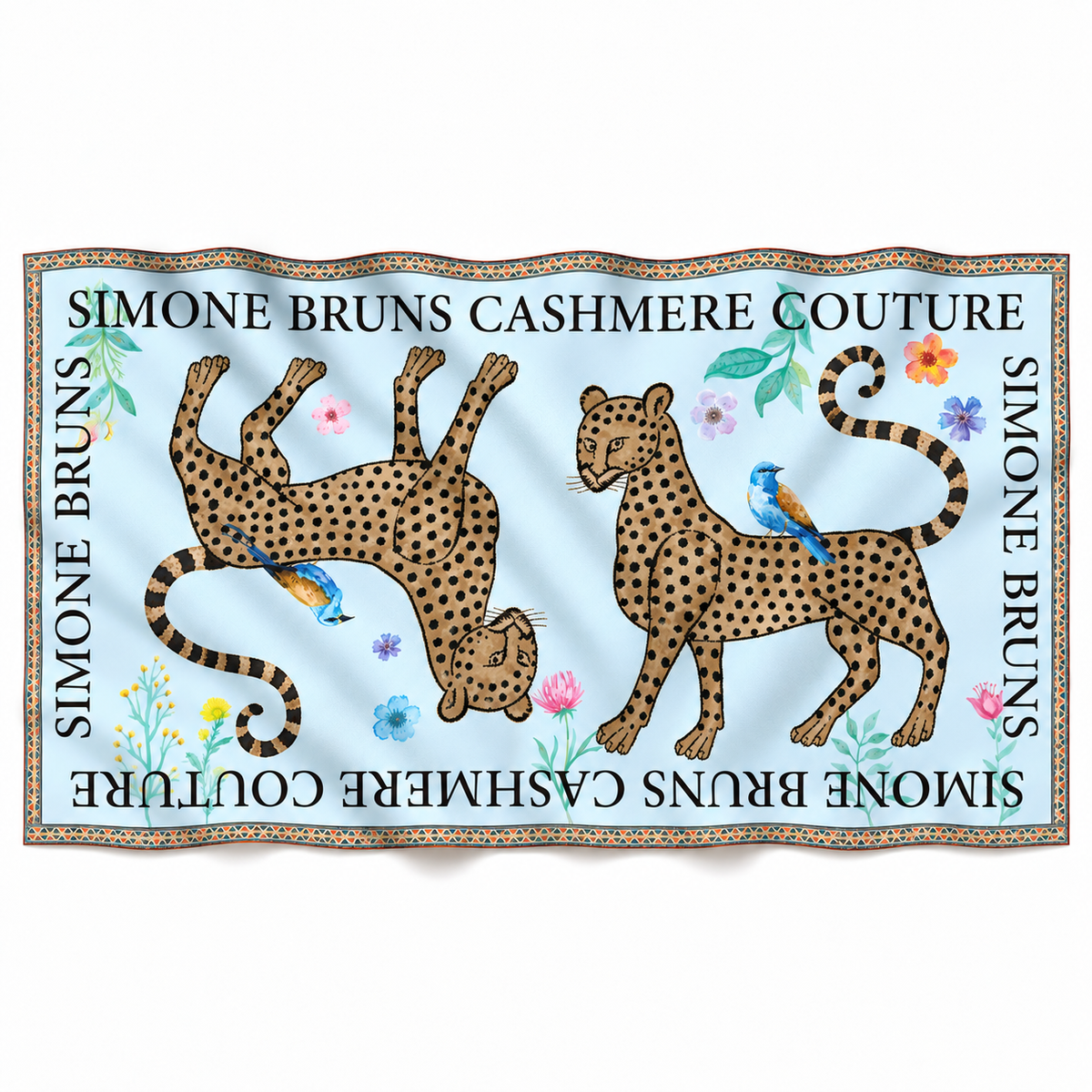 VENICE LEOPARD CASHMERE SCARF - LIGHT BLUE