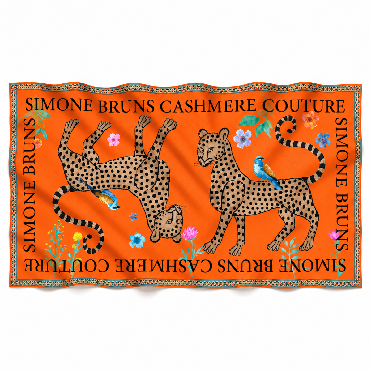 VENICE LEOPARD CASHMERE SCARF - ORANGE