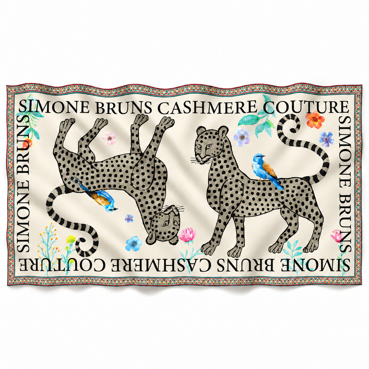 VENICE LEOPARD CASHMERE SCARF - OFF WHITE