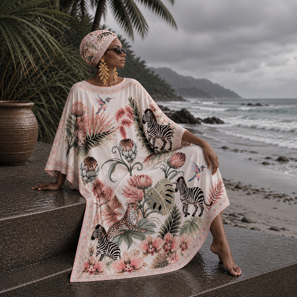 ZEBRA SILK TUNIC - OFF WHITE