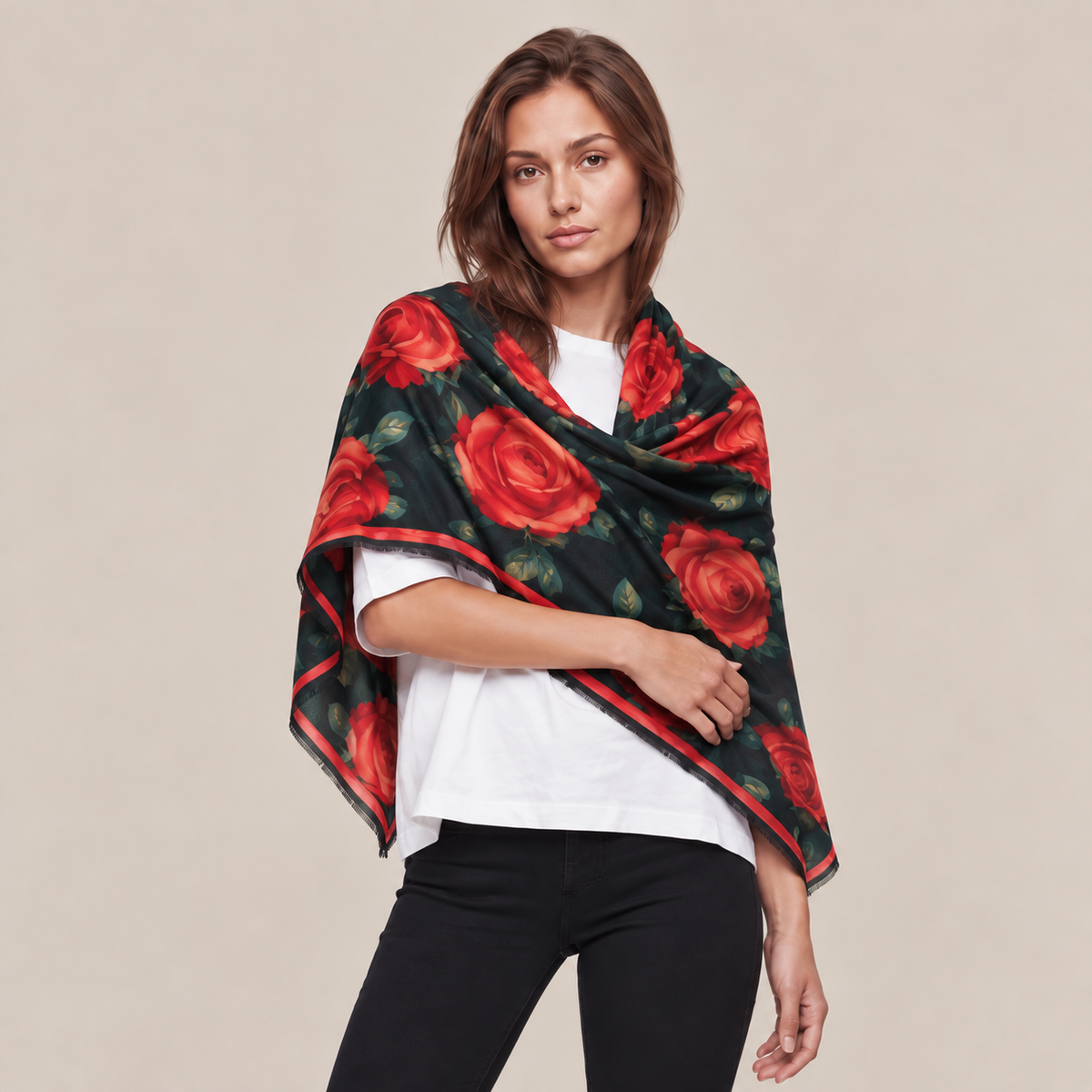 ROSALIA CASHMERE SCARF - DARK GREEN