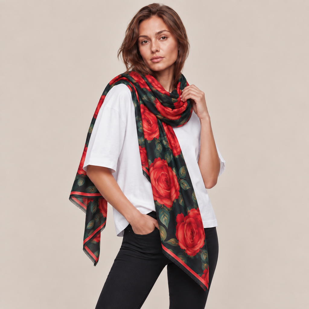 ROSALIA CASHMERE SCARF - DARK GREEN