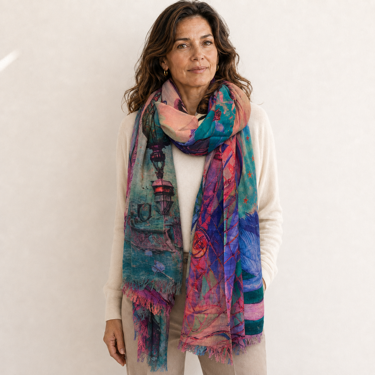 FABLE DIGITAL PRINTED SCARF - blue