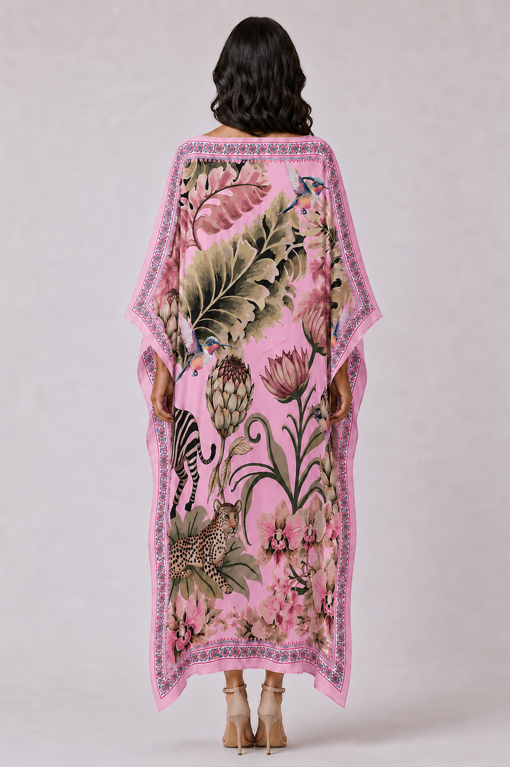 ZEBRA SILK TUNIC - LIGHT ROSE