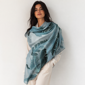 VERDLEAF CASHMERE SCARF - SMOKEYBLUE
