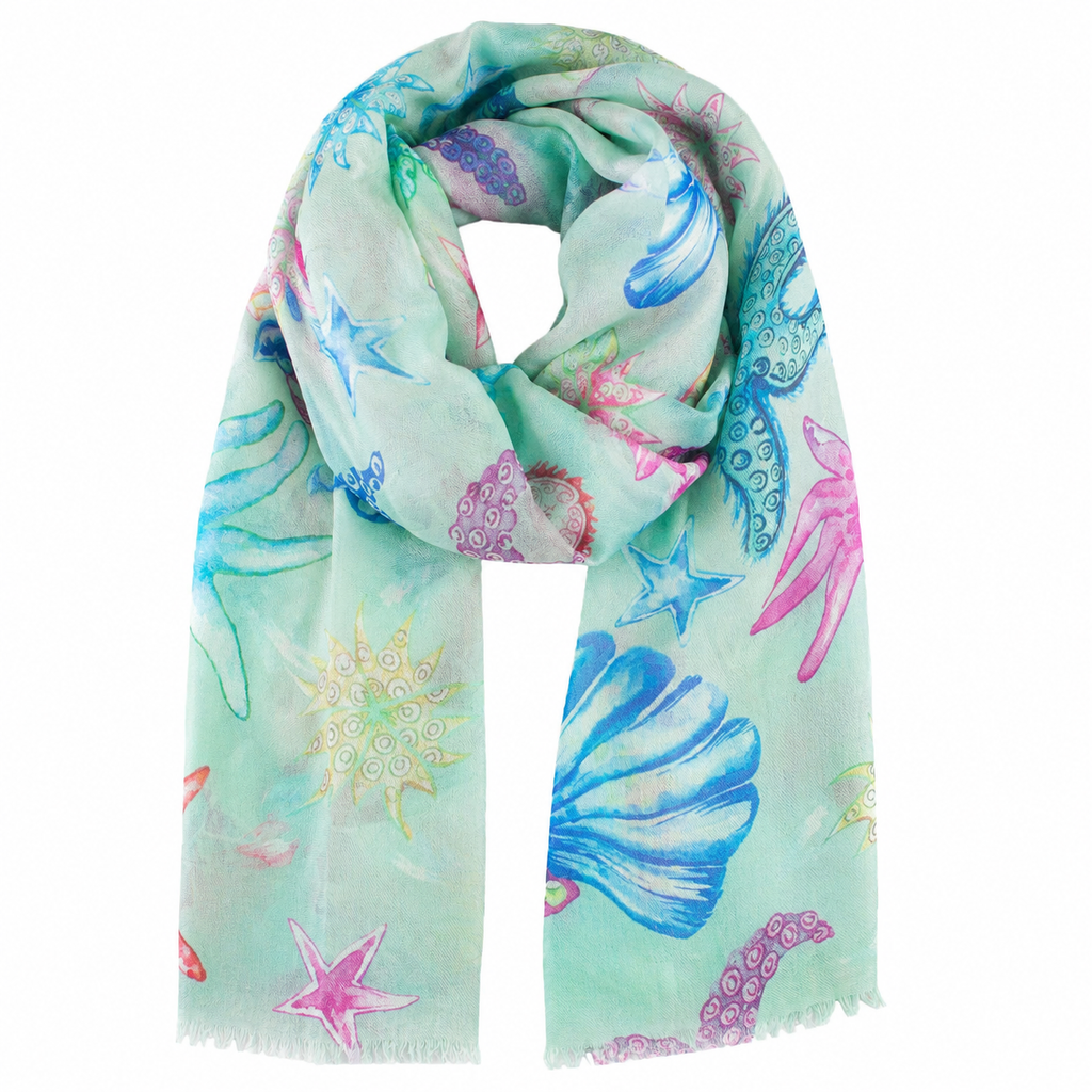 CORAL CASHMERE SCARF - MINT