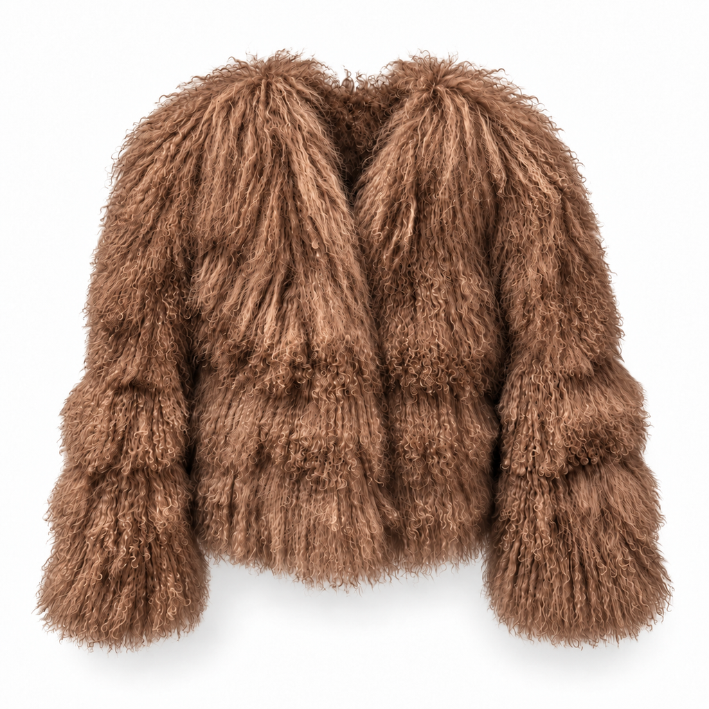 LAMMFELLJACKE - BROWN