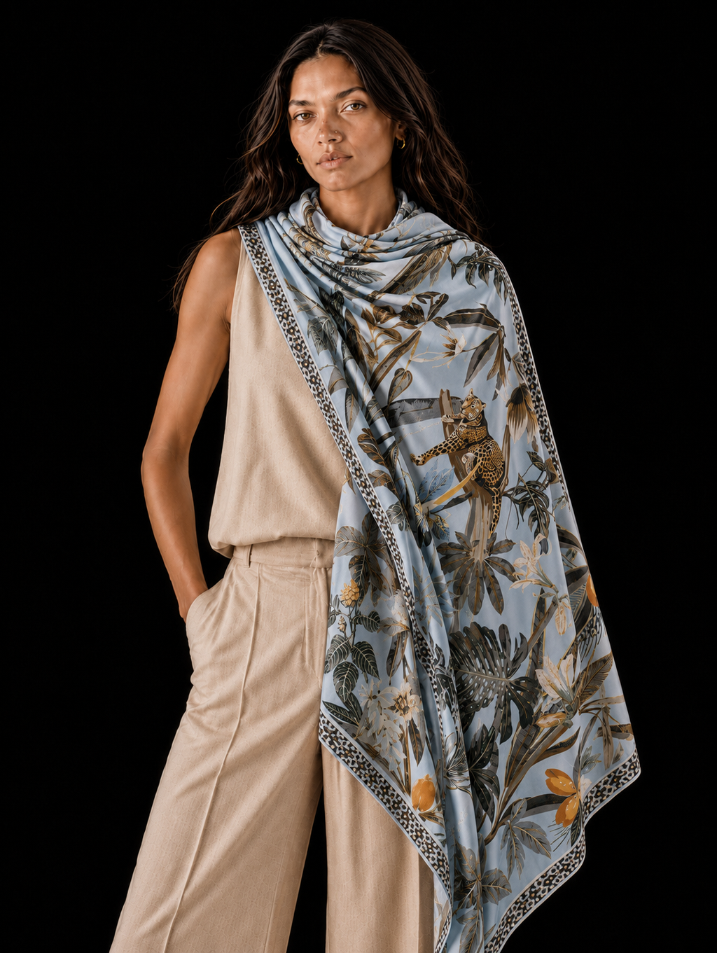 INSTINCT CASHMERE SCARF - LIGHT BLUE