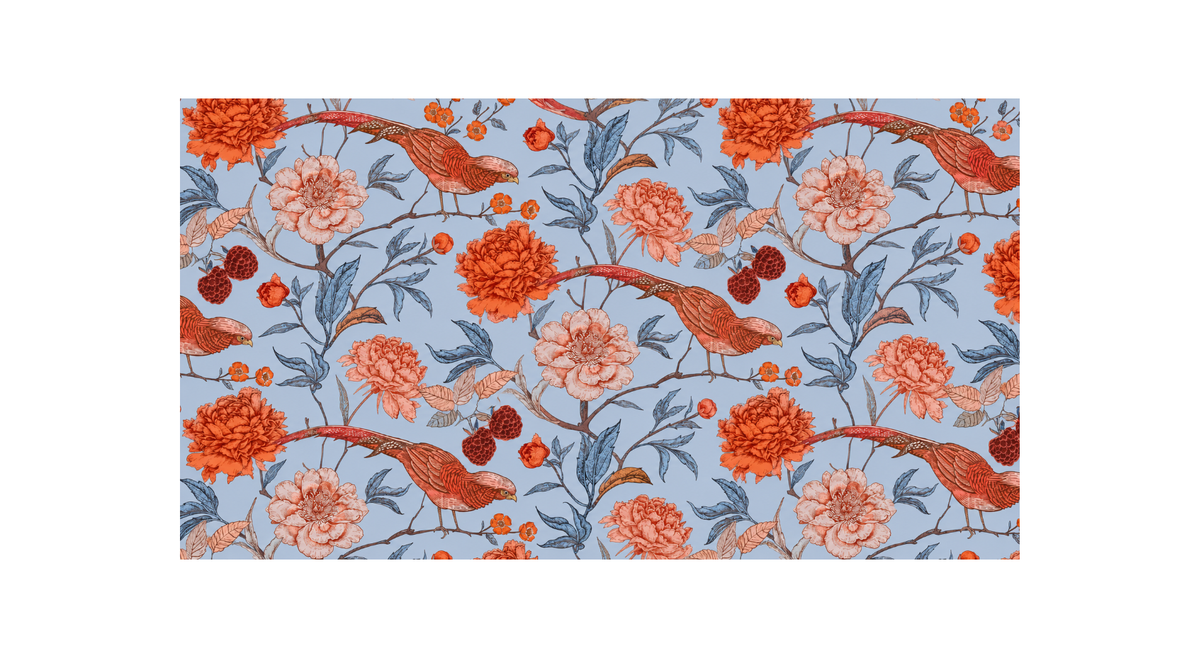 BIRD PARADISE CASHMERE SCARF - LIGHT BLUE