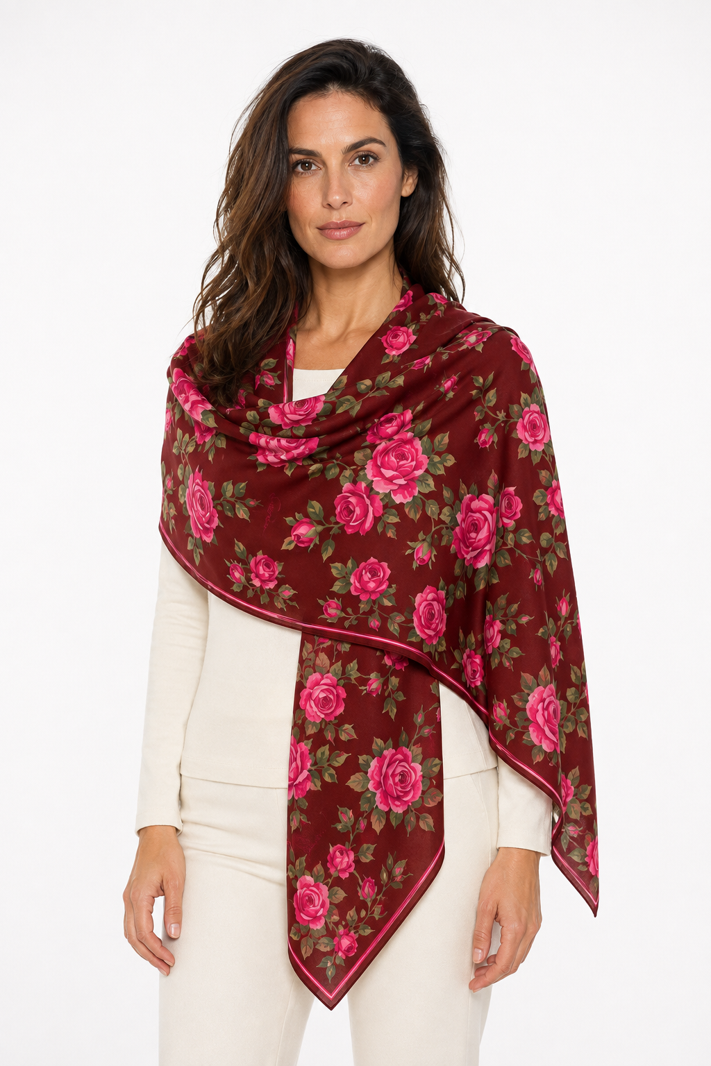 ROSALIA DIGITAL PRINTED SCARF - RED - COULIS