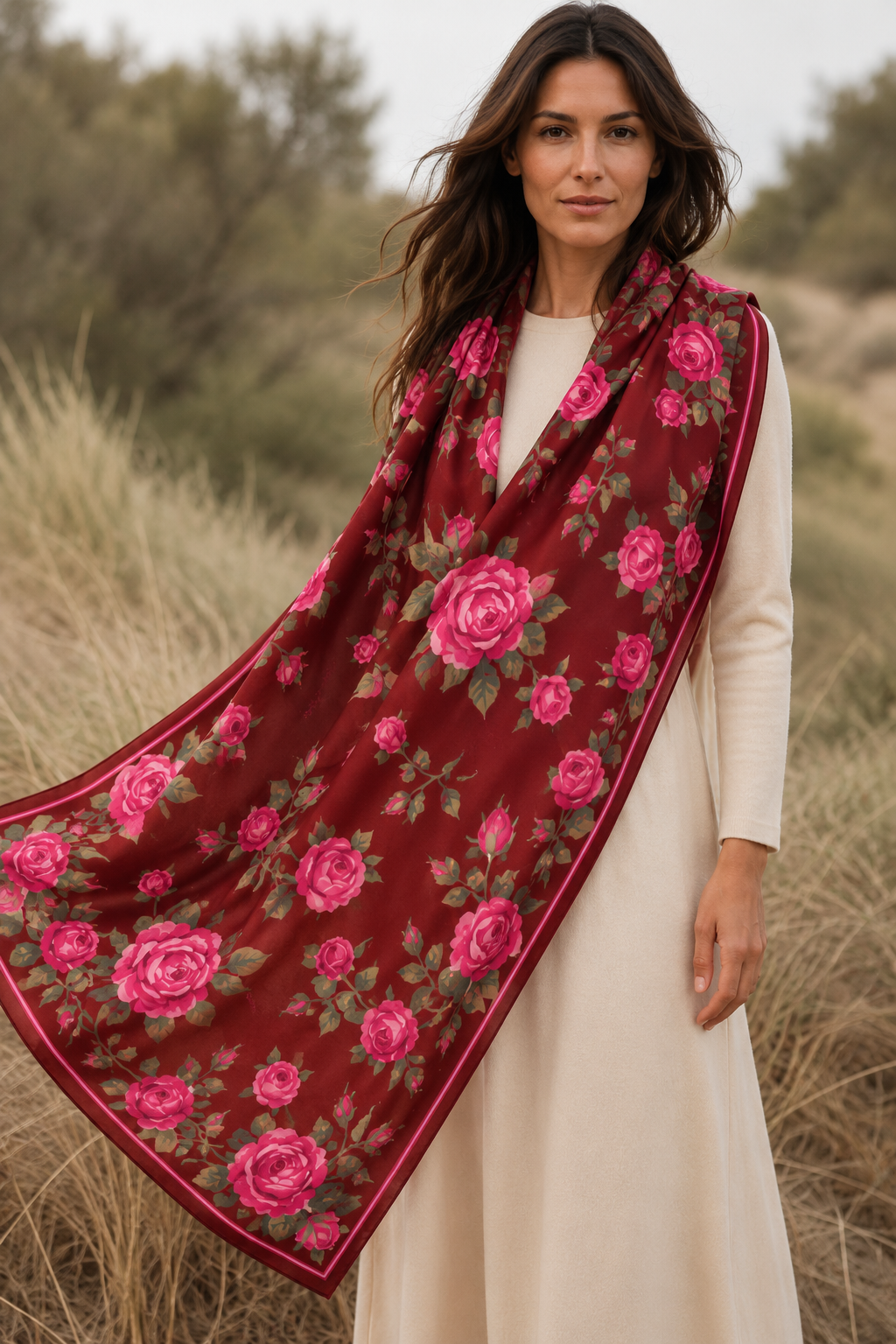 ROSALIA DIGITAL PRINTED SCARF - RED - COULIS