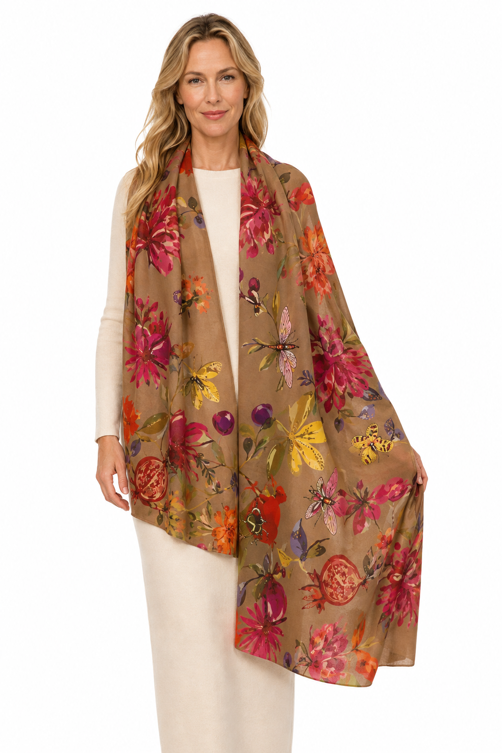 POMONA DIGITAL PRINTED SCARF - ochre - semolina