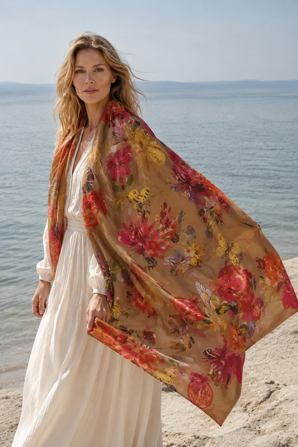 POMONA DIGITAL PRINTED SCARF - ochre - semolina