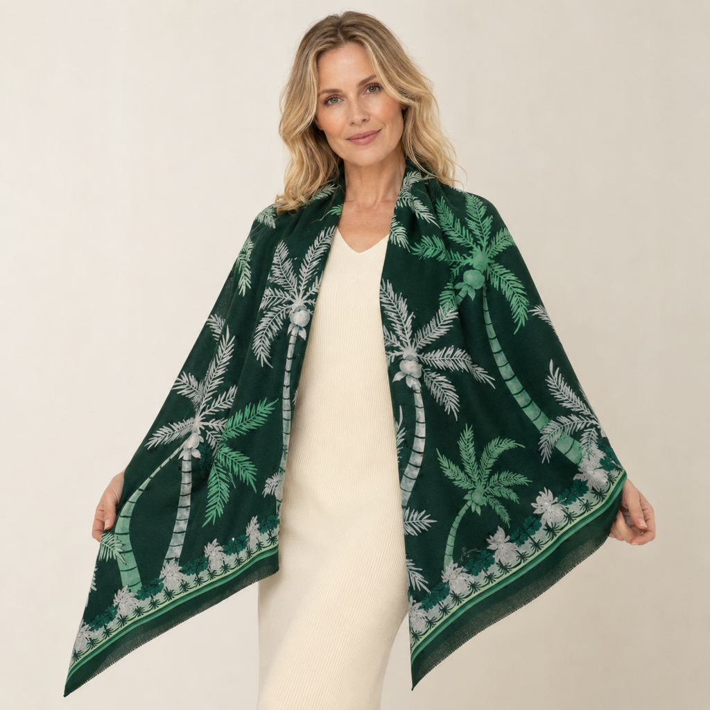 CALDERA Regular Rectangular Shawl - dark green